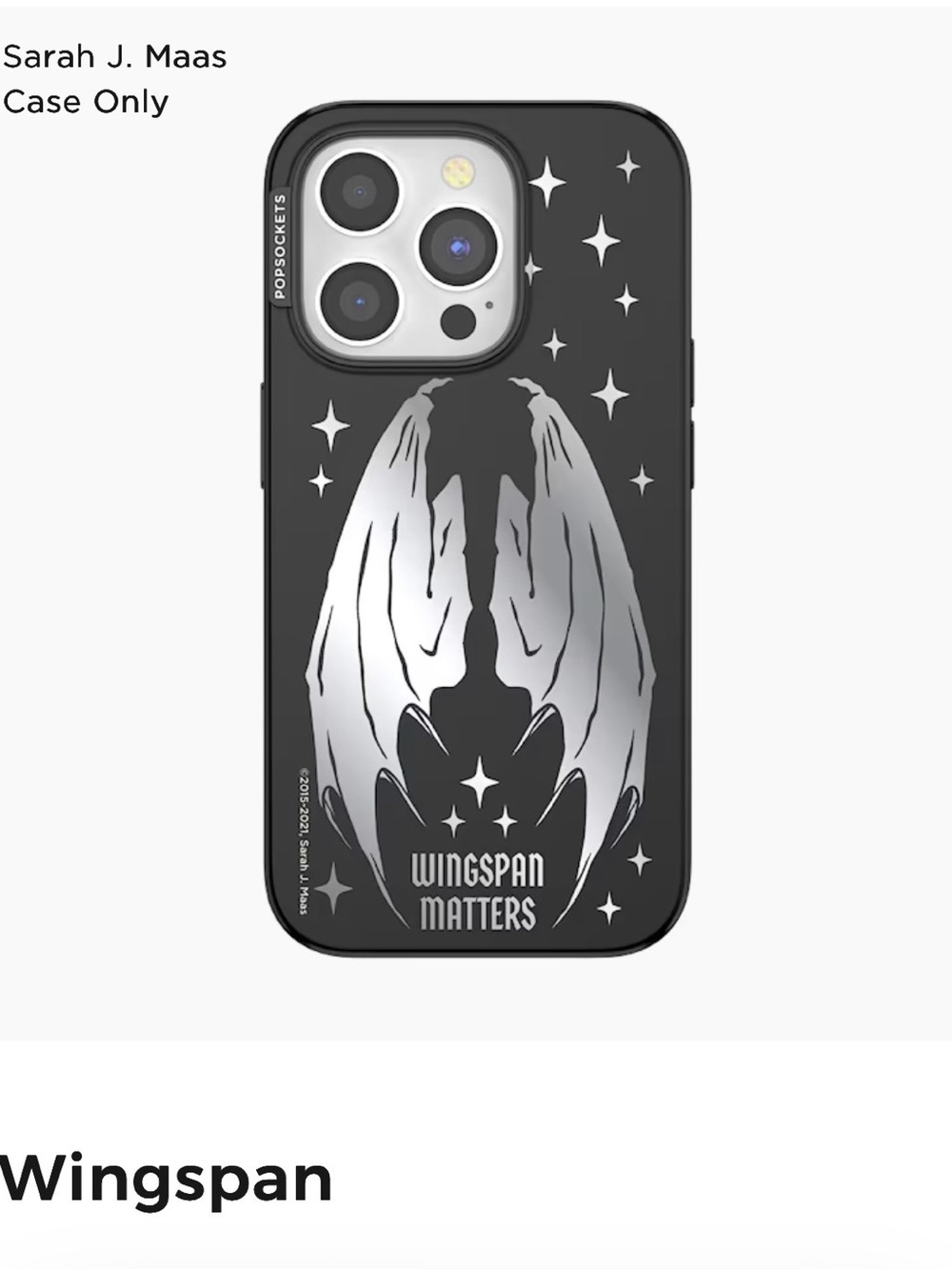 POPSOCKETS ACOTAR Wingspan Matters Black Phone Case iPhone 15 pro NWT